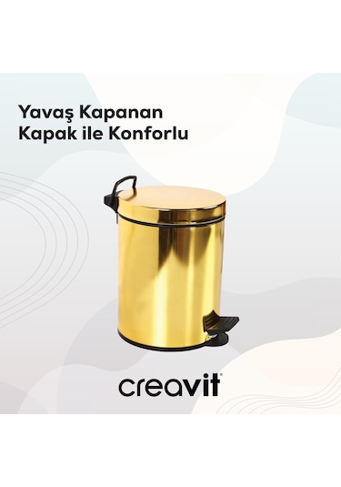 Creavit Çöp Kovası 5 Lt Pedallı Altın