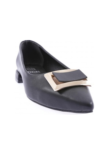 Dgn 2802-23y Kadin Sivri Burun Metal Kare Tokali Babet 2802-1423-R1534 Siyah