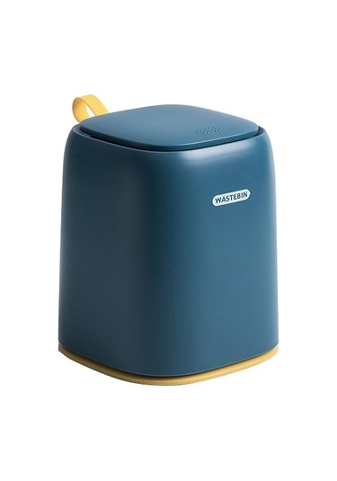Sones Masaüstü Çöp Kutusu Ofis Elbise Makyaj Masası Oturma Odası Ev Mini Saklama Kutusu Koyu Mavi