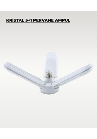 40w Kristal Pervane 3+1 Kanatlı Ampul 6500k Beyaz Işık 1 Adet