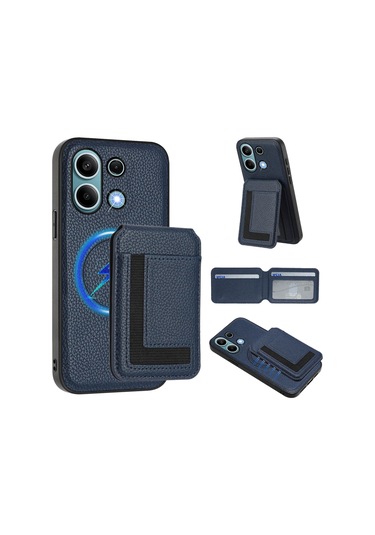 Redmi Note 13 4g Cx01 Çıkarılabilir Magsafe Manyetik Kart Çantası Telefon Kılıfı Koyu Mavi