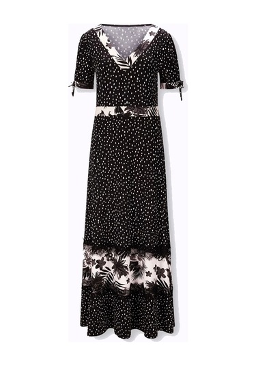 Bulalgiy Kadın Siyah Maxi Dantelli Çiçek Baskılı Elbise - Bga306296-siyah Siyah Bulalgiy Kadın Siyah Maxi Dantelli Çiçek Baskılı Elbise - Bga306296-siyah Siyah