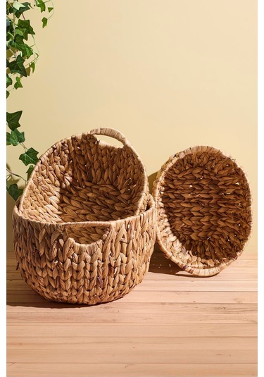 Cliento 3'lü Hasır Organizer Set Kahverengı Kahverengi