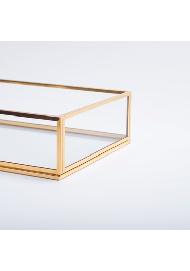 Cam Tepsi Pirinç & Gold 35x15x5cm