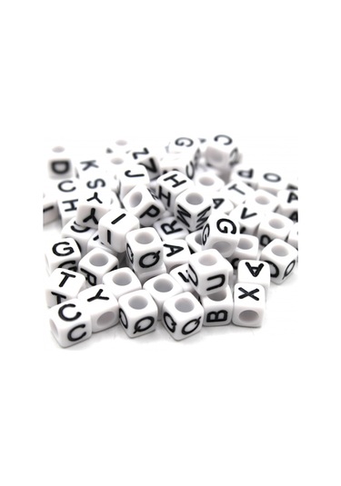 Harf Boncuk Akrilik Küp Beyaz 6 Mm 250 Gr