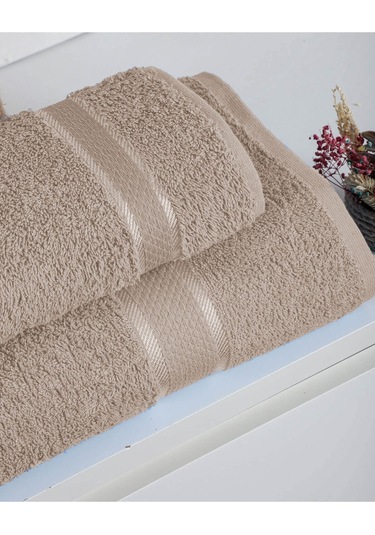 %100 Pamuk 2 Parça Kadın/erkek Banyo Duş Hamam Havlu Seti 90x150 Cm Bej