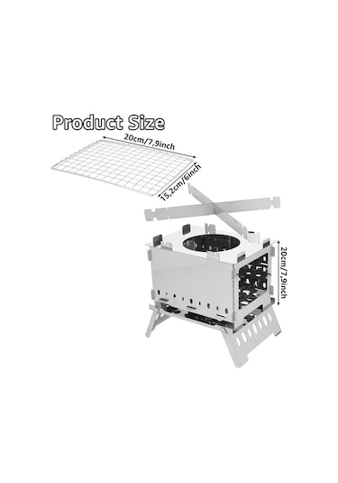 Jzcat Katlanabilir Odun Sobası, Hobo Pişirici Katlanabilir, Beyaz Altın - Gümüş