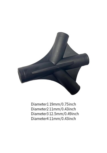 Dolıty Çadır Kutupu Konnektörü Doğrudan 19mm-11mm-12.5mm Siyah