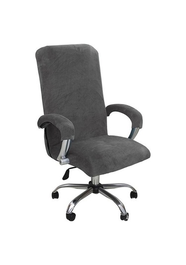 Gri 1 Takım Kadife Elastik Sandalye Kapak Kalınlaşmış Çıkarılabilir Xlwith Armrest