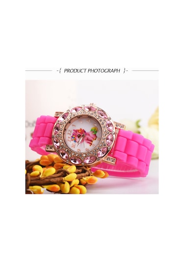 Samdoo Kız Çocukları İçin Mavi Kuyruklu Teknoşer Yüzükü, Zeytinli Kordon, Kvartz Hareketli Moda Kol Saati Diğer