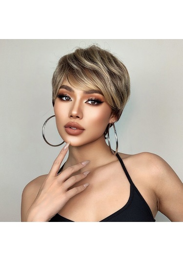 Yunboo Yazlık Kısa Peruk - Doğal Dalgalı, Genç Görünümlü, Nefes Alabilir Yüksek Kaliteli İpek Malzeme Siyah