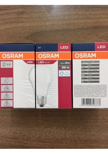 Osram 8.5W Led Ampul E27 Beyaz Işık 6500K 806Lm -- Yeni Seri --