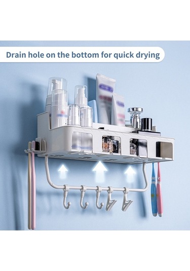 Novahub Pratik Banyo Rafı - Diş Fırçası & Havlu Askısı, Beyaz, Ppr Malzeme, Kısa Montaj Beyaz