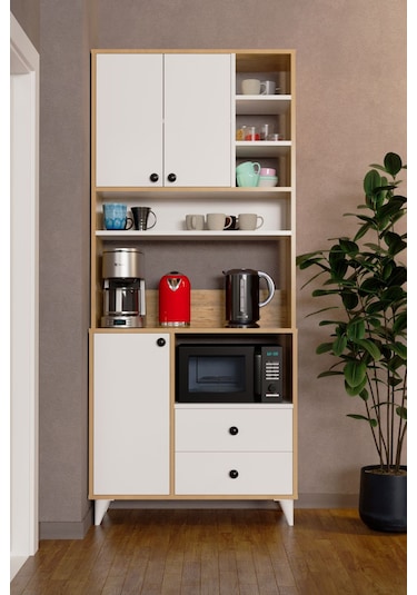 Atlas Kahve Köşesi Çok Amaçlı Dolap Beyaz Atlantik Çam Beyaz Atlantik Çam