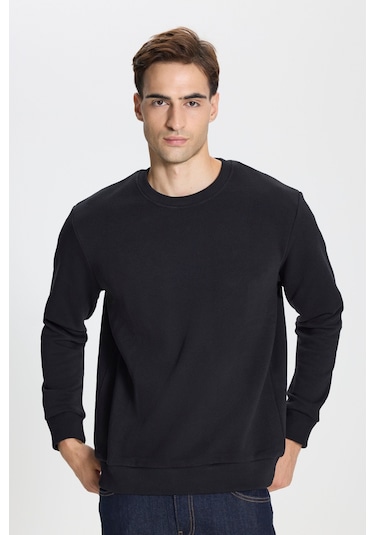 George Henry 2'li Paket Pamuklu Standart Fit Normal Kesim Bisiklet Yaka Sweatshirt Siyah