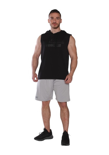 Musclecloth Training Club Kapüşonlu Kolsuz Sweatshirt Siyah Siyah
