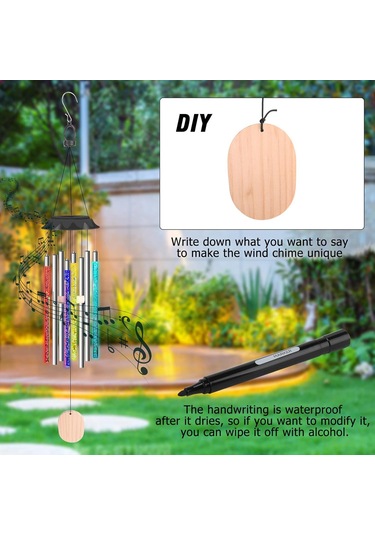 Ximistore9 Güneş Enerjili Bahçe Dekorasyonu İçin Rüzgar Çanı Ve Kabarcık Işık Beyaz