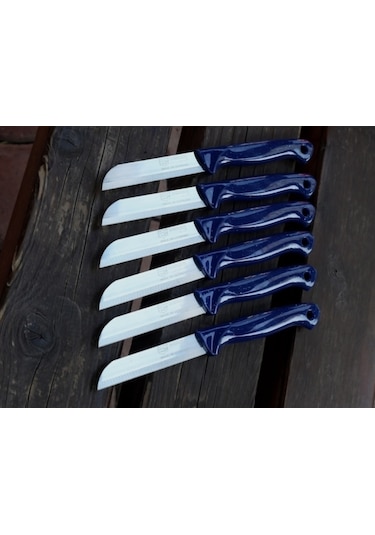 Solingen Simli Tırtıklı Sebze Meyve Bıçağı 6 Adet Karışık Renk