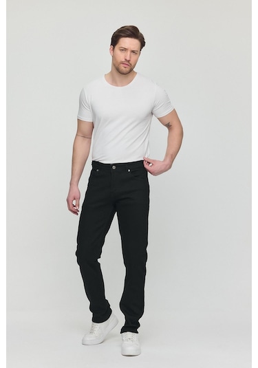 Polo State Regular Fit Likralı Erkek Denim Kot Pantolon Siyah Siyah