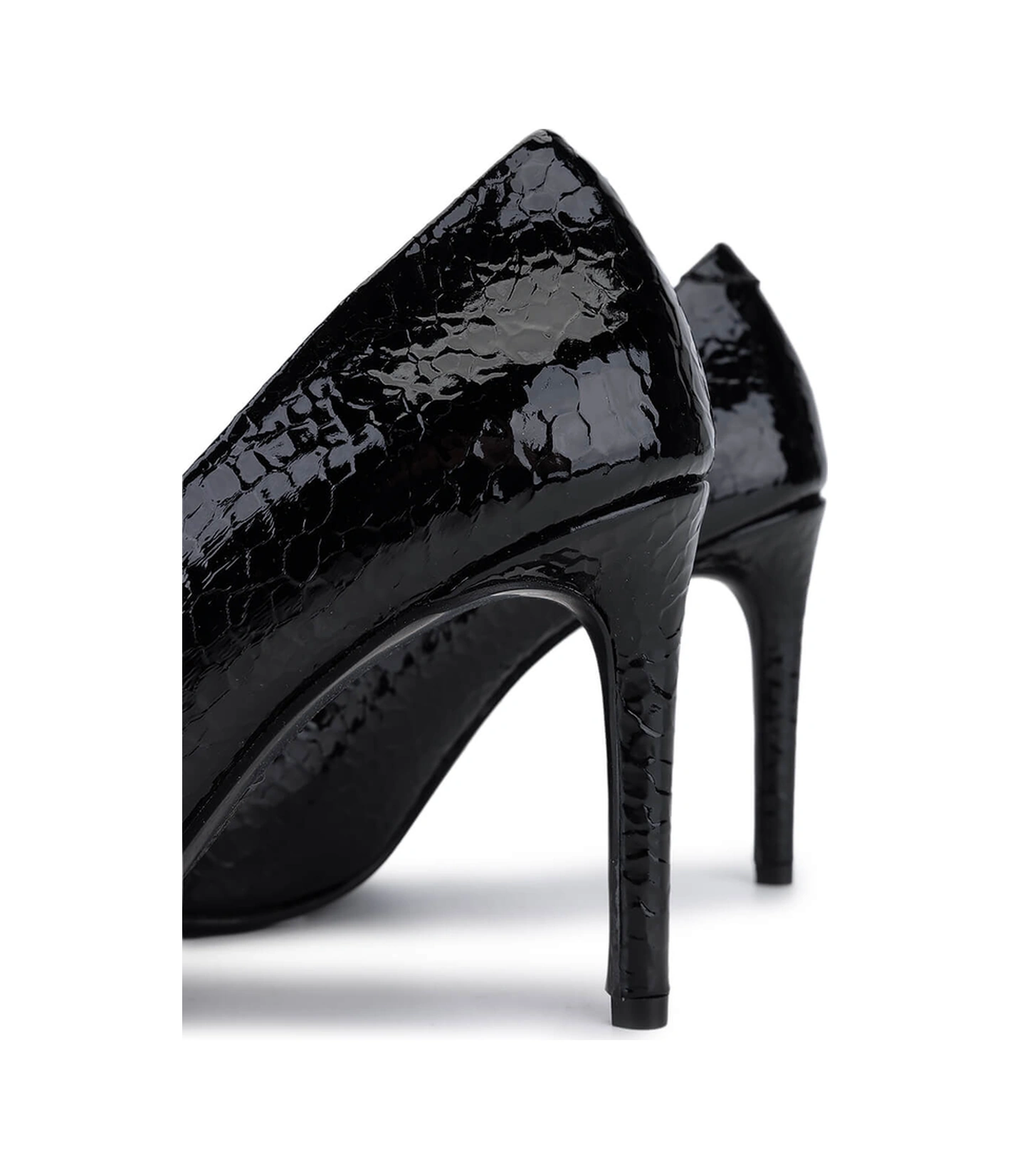 Tamer Tanca Kadın Suni Deri Siyah Kroko Topuklu Ayakkabı 1160 26598 Bn Ayk Sk25-26 Sıyah Kroko Siyah