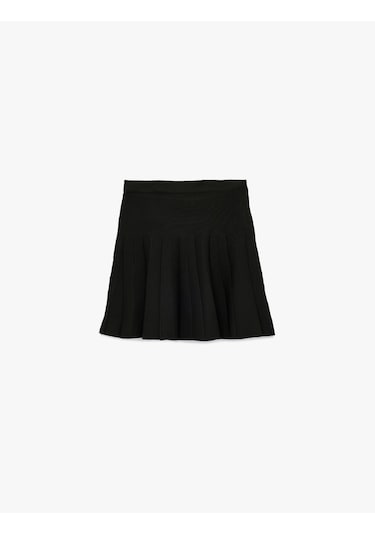 Koton Normal Bel Pileli Mini Etek Siyah 6wal70004ht