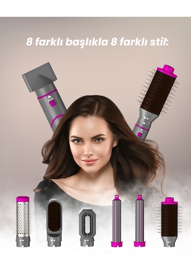 Mieco Aria 8 In Iyon Özellikli 1 Saç Kurutma Ve Şekillendirme Seti Pink