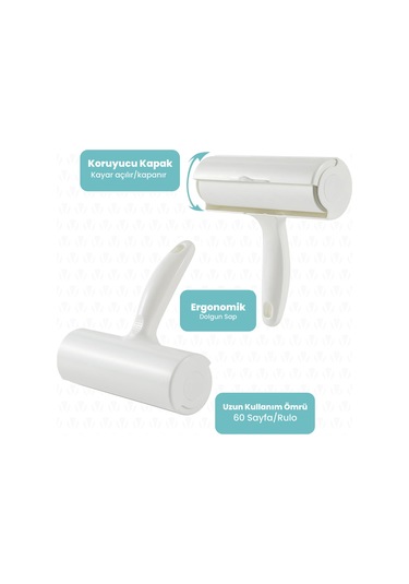 Valletta Hortus 60 Yapraklı Yapışkanlı Tüy Toplayıcı Rulo Beyaz