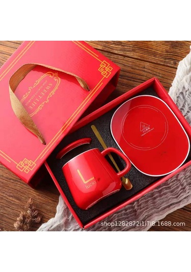 Dofolink Usb Isıtmalı Seramik Mug Seti - Sabit Sıcaklık Su Bardağı, Taşınabilir Hediyelik Set Beyaz