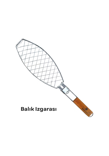 Dooman Paslanmaz Çelik Balık Izgara Teli Ahşap Saplı 30x13 Cm Izgara Alanı - 318g