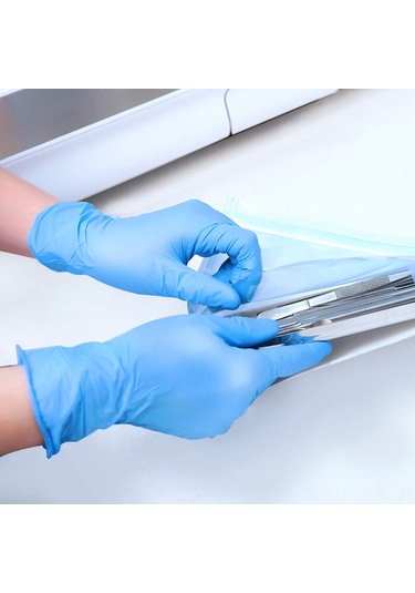 Aubyhe Intco M Beden Mavi Sentetik Pvc Eldivenler - 100 Adet Kutulu, Yemek İşleme, Ev Temizliği, Kozmetik Ve Tarımda Kullanım, Lateks Ve Dopsuz, Ultra Yumuşak Ve Dayanıklı