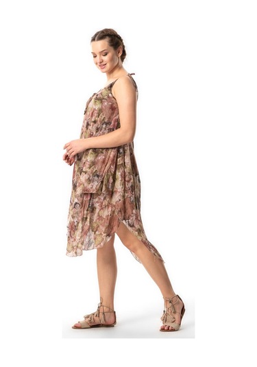 Askılı Vual Afrodit Midi Boy Yazlık Elbise Batik Koyu Kahve 6213 Batik Koyu Kahve