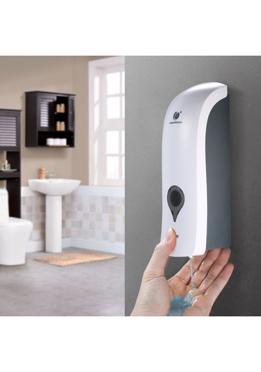 Yifomall Duvarlı 300ml Sabit Miktar El Sabunu Dağıtıcı - Ev Otel Banyo Kullanıma Uygun, Delme Yok Kurulum, Beyaz 0.8ml/adım Diğer