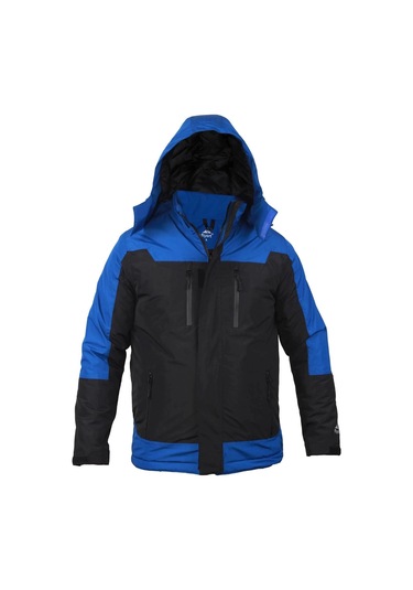 Kışlık Su Geçirmez Erkek Mont 163 Fiyort Naroy Nefes Alabilen Kapitone Astar Saxmavi-siyah