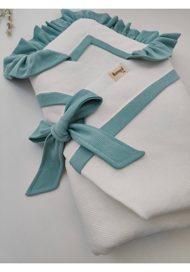 Bebek Battaniyesi Kundağı %100 Pamuklu İnci Waffle Kumaş Yenidoğan Hastane Çıkışı Hediyelik Örtü Yeşil