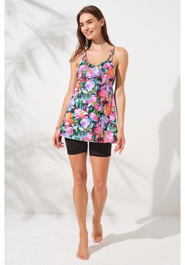 Pierre Cardin Şortlu V Yaka Tankini Çiçekli