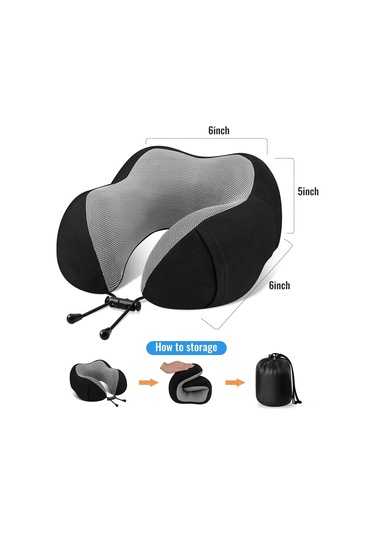 Teltree Seyahat Yastığı: Hafıza Köpüğü Boyun Desteği, Uçak, Araba, Ofis Ve Ev Kullanımı İçin Rahat Boyun Yastığı Siyah Diğer