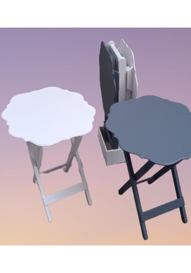 1448bng90090çanta Zigon Sehpa Yonca Dörtlü Model Ahşap Mdf Beyaz Ve Gri Renk Uyum El Yapım