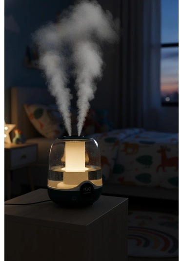 Glr K07 Yeşil Çift Spreyli Ultrasonik Sessiz Hava Nemlendirici Ve Gece Lambası 3l Kapasite