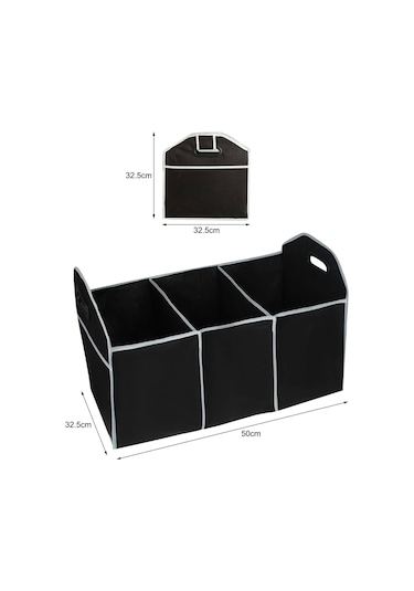Vkemall Araba Bagajı Depolama Kutusu Çok Amaçlı Katlanabilir Oto Dolap Organizer Siyah Dikişsiz Malzeme