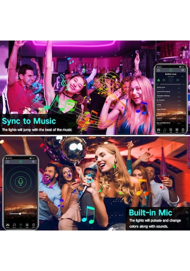 30m Led Şerit Işık Rgb 5050 Su Geçirmez App Led Esnek Şerit Bant Bt Waterproof&30m