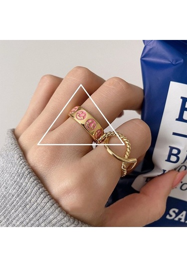 Happy Smile Face Love Wear Combination Ring, Color: J3461 Çok Renkli