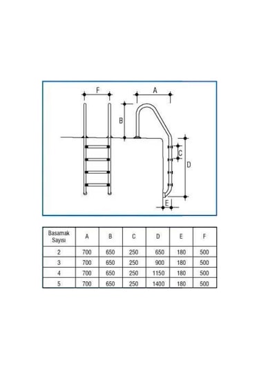 WATERSHUT 3 Basamak STANDART Model Paslanmaz Çelik Havuz Merdiven