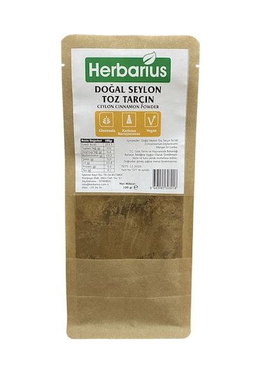 Herbarius Doğal Seylon (Seylan) Toz Tarçın 100 G