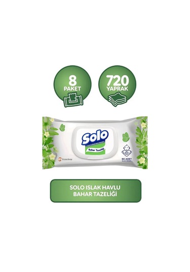 Solo Islak Havlu Bahar Tazeliği 720 Yaprak Kapaklı
