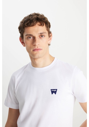 Wrangler Regular Fit Small Logo Beyaz Erkek T-shirt Mw70md3312 Beyaz