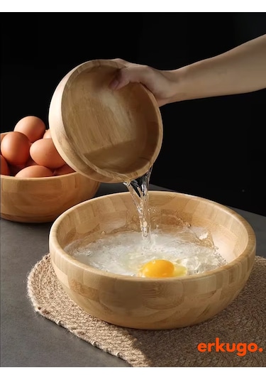Bambu 3 Lü Salata Kasesi, Sunum Kasesi, Dekoratif Kase, İskandinav Kase