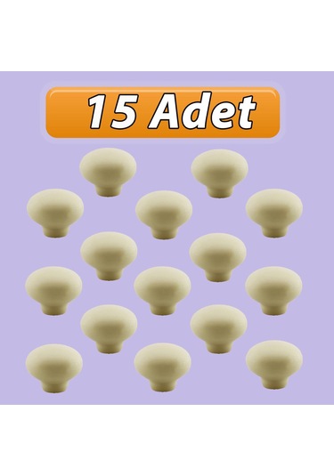 15 Adet Kamelya Kulp Krem Polimer Düğme Kulp Mantar Mobilya Mutfak Dolabı Çekmece Kulbu Kulpları