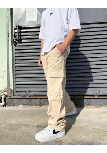 Bpm Premium Baggy Kargo Pantolon Bej 001