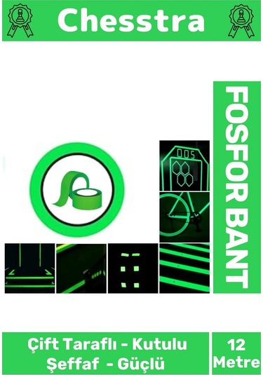 Karanlıkta Işık Veren Yansıyan Kendinden Yapışkanlı Reflektör Yeşil Şerit Fosfor Neon Bant 12 Metre