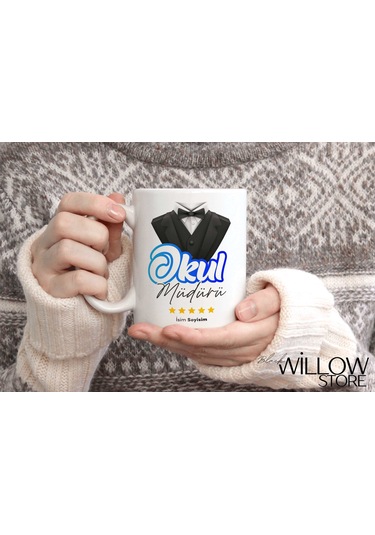 Okul Müdürü Temalı Kişiye Özel Seramik Kupa Bardak Beyaz